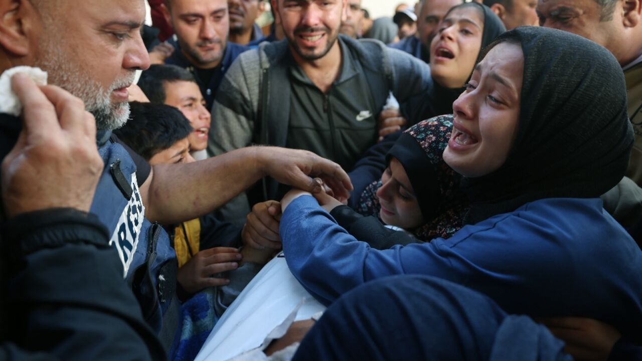 The funeral of Hamza Wael Dahdouh, a journalist with the Al Jazeera television network, who was killed in a reported Israeli air strike in Rafah in the Gaza Strip on January 7, 2024