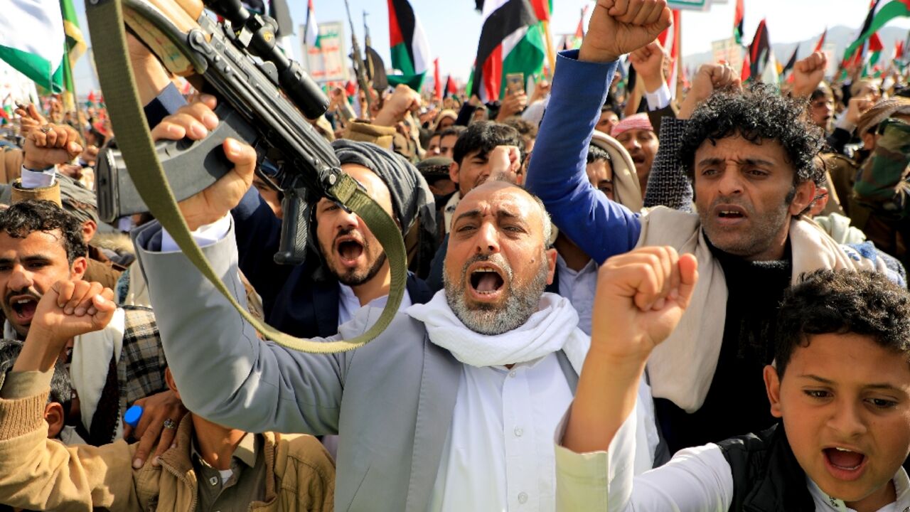 Yemen's Huthis claim to act in solidarity with Gaza and have held weekly rallies in support of the Palestinians Yemen's Huthis claim to act in solidarity with Gaza and have held weekly rallies in support of the Palestinians