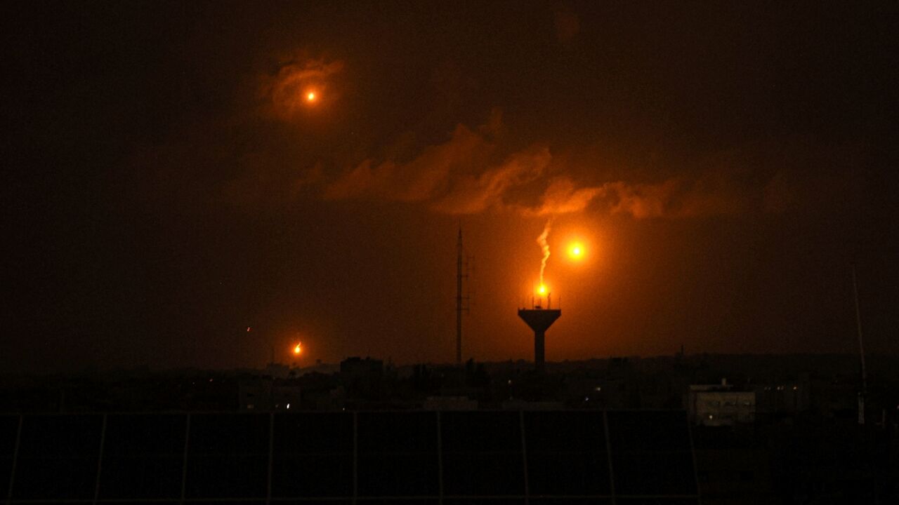 Flares fired by Israel over Khan Yunis in the southern Gaza Strip on January 23, 2024 Flares fired by Israel over Khan Yunis in the southern Gaza Strip on January 23, 2024