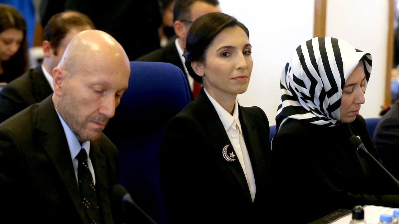 Turkish Central Bank Governor Hafize Gaye Erkan attends the Planning and Budget Commission of the Turkish Grand National Assembly in Ankara on Oct. 03, 2023. 