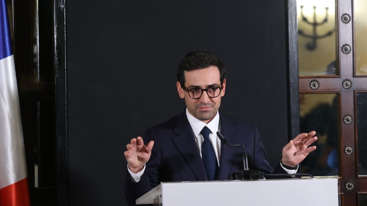 France's Foreign Minister Stephane Sejourne addresses a press conference in Jerusalem France's Foreign Minister Stephane Sejourne addresses a press conference in Jerusalem