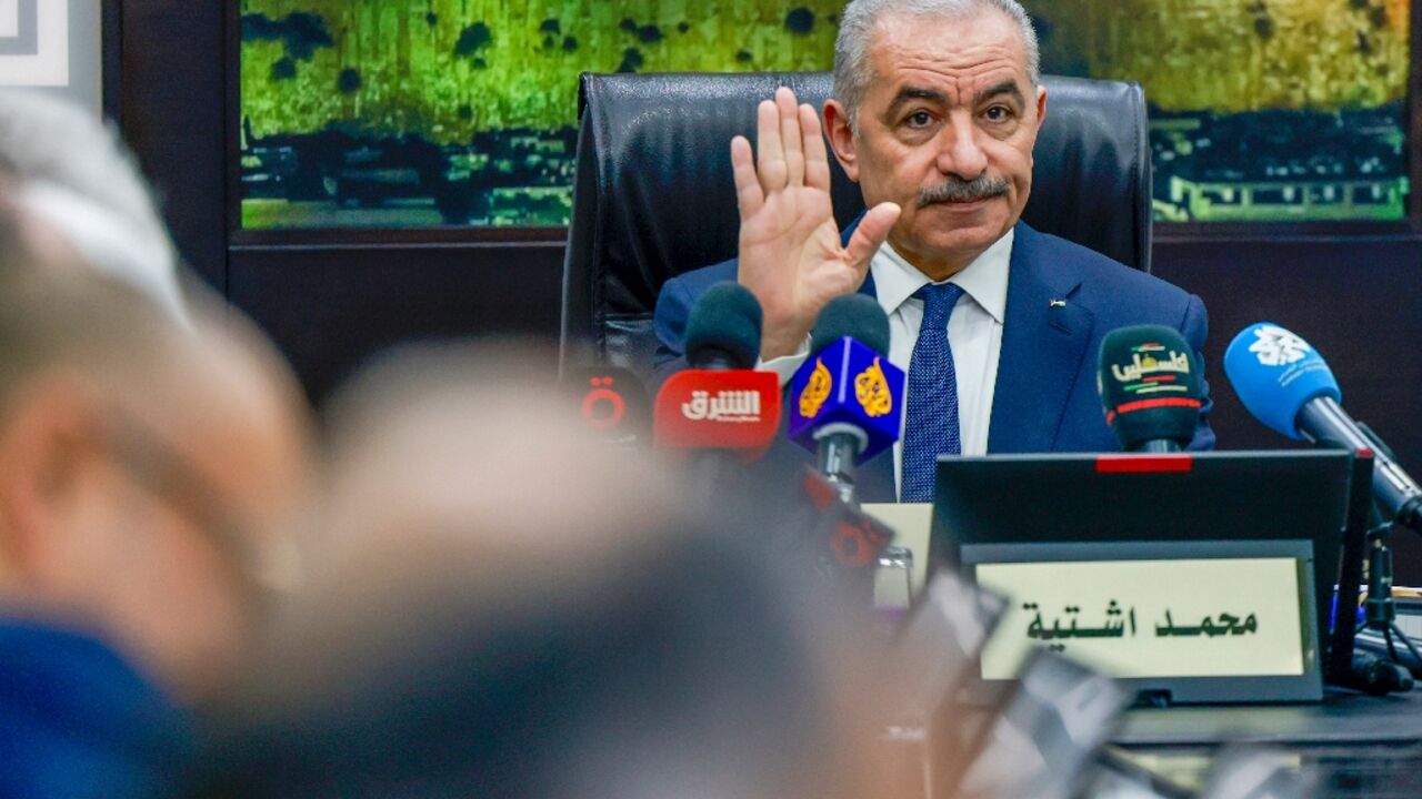 Palestinian prime minister Mohammad Shtayyeh at the cabinet meeting where he announced his resignation, in the West Bank city of Ramallah, on February 20, 2024 Palestinian prime minister Mohammad Shtayyeh at the cabinet meeting where he announced his resignation, in the West Bank city of Ramallah, on February 20, 2024