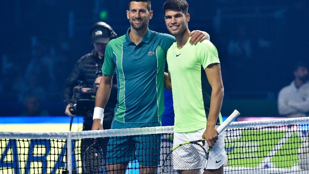 Novak Djokovic and Carlos Alcaraz met in an exhibition match in Riyadh in December Novak Djokovic and Carlos Alcaraz met in an exhibition match in Riyadh in December