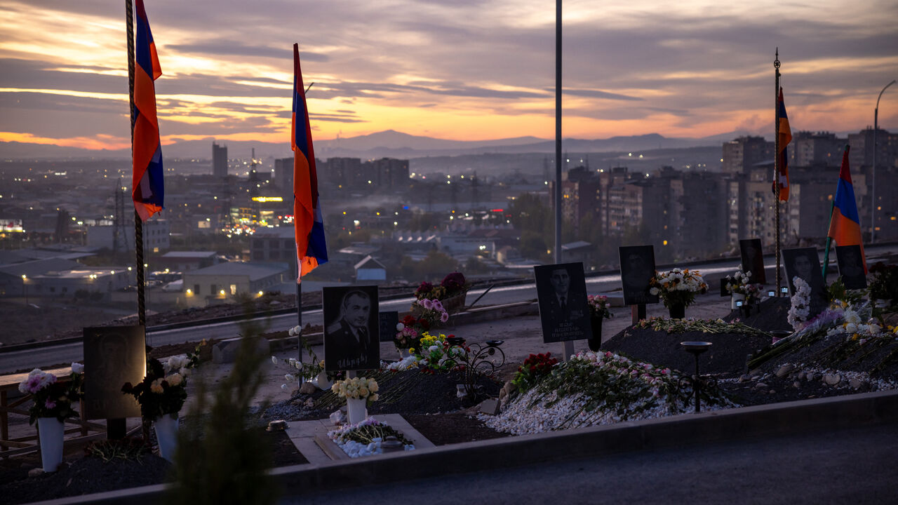 Citizens visit their loved ones at Yerablur Military Cemetery who were killed recently during September in Nagorno-Karabakh. Family and friends lay flowers and burn incense at the graves throughout the days. On September 19th Azerbaijan launched a large-scale military offensive against the Armenian Republic of Artsakh. The violation was seen as a breach in the 2020 ceasefire, which led to over 190 servicemen killed, and over 360 wounded. After the fighting officially ended on September 21, Azerbaijan opened