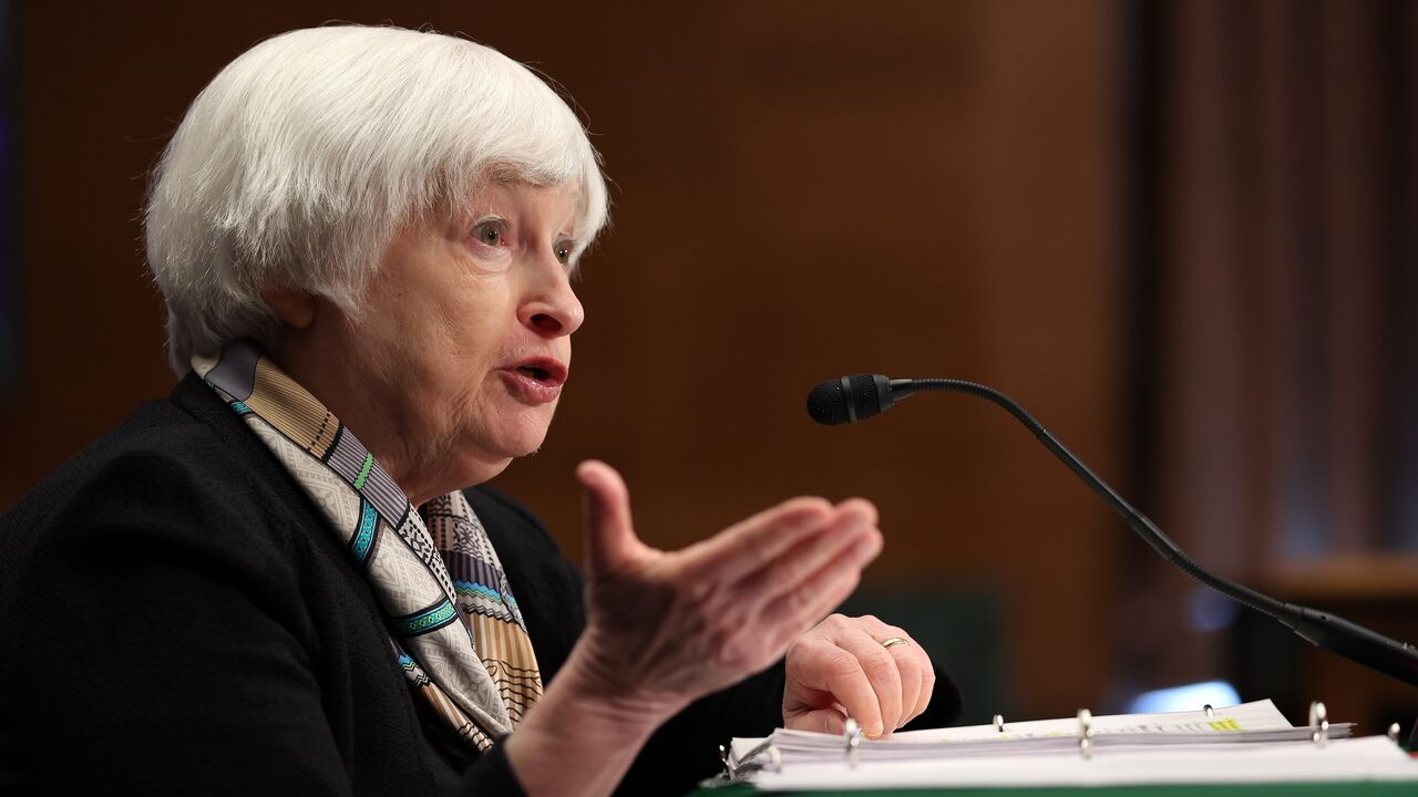 US Treasury Secretary Janet Yellen testifies before the Senate Banking, Housing, and Urban Affairs Committee on Feb. 08, 2024.