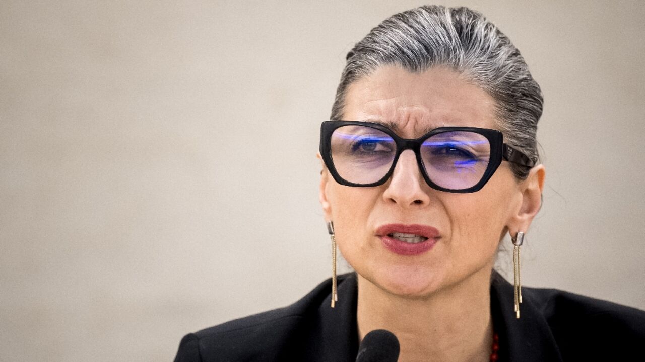 UN special rapporteur Francesca Albanese delivered her 'Anatomy of a Genocide' report to the Human Rights Council in Geneva UN special rapporteur Francesca Albanese delivered her 'Anatomy of a Genocide' report to the Human Rights Council in Geneva