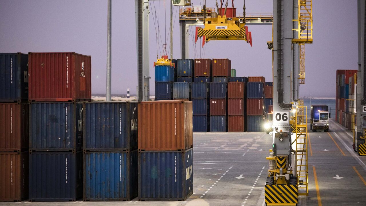 Shipping containers are stored at Berbera Port on Aug. 31, 2021. Dubai-based port operator DP World and the Government of Somaliland, opened a container terminal at Berbera Port in June 2021.