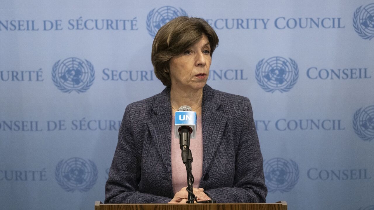 Catherine Colonna, chair of the Independent Review Group on the United Nations Relief and Works Agency (UNRWA), speaks to the press at UN headquarters on Feb. 22, 2024, in New York. 