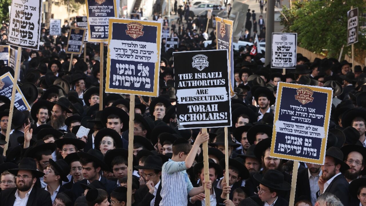 Ultra-Orthodox Jewish men have long been exempt from military service, and oppose any plans to change that Ultra-Orthodox Jewish men have long been exempt from military service, and oppose any plans to change that