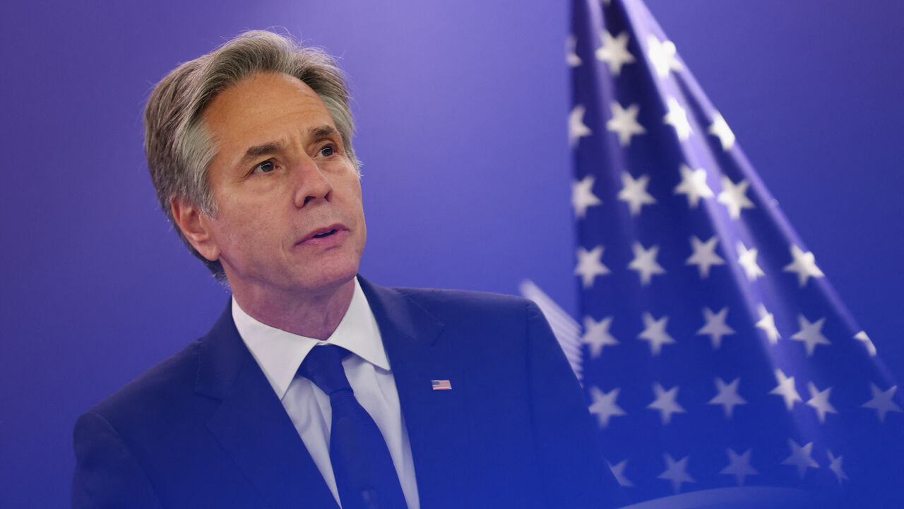 US Secretary of State Antony Blinken speaks to the press after meeting with the Armenian Prime Minister, European Union Foreign Policy chief and the EU Commission President, in Brussels on April 5, 2024. 