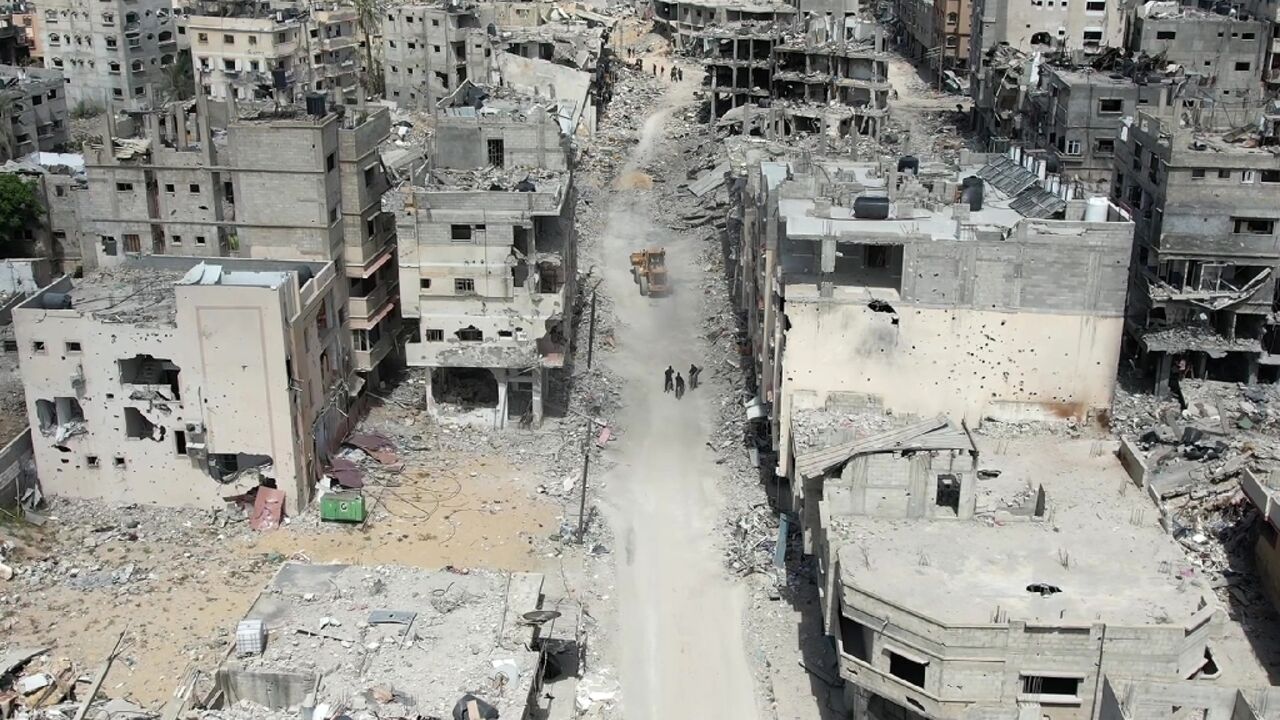 The Khan Yunis footage showed street after street of littered with gutted, collapsed or entirely flattened buildings The Khan Yunis footage showed street after street of littered with gutted, collapsed or entirely flattened buildings