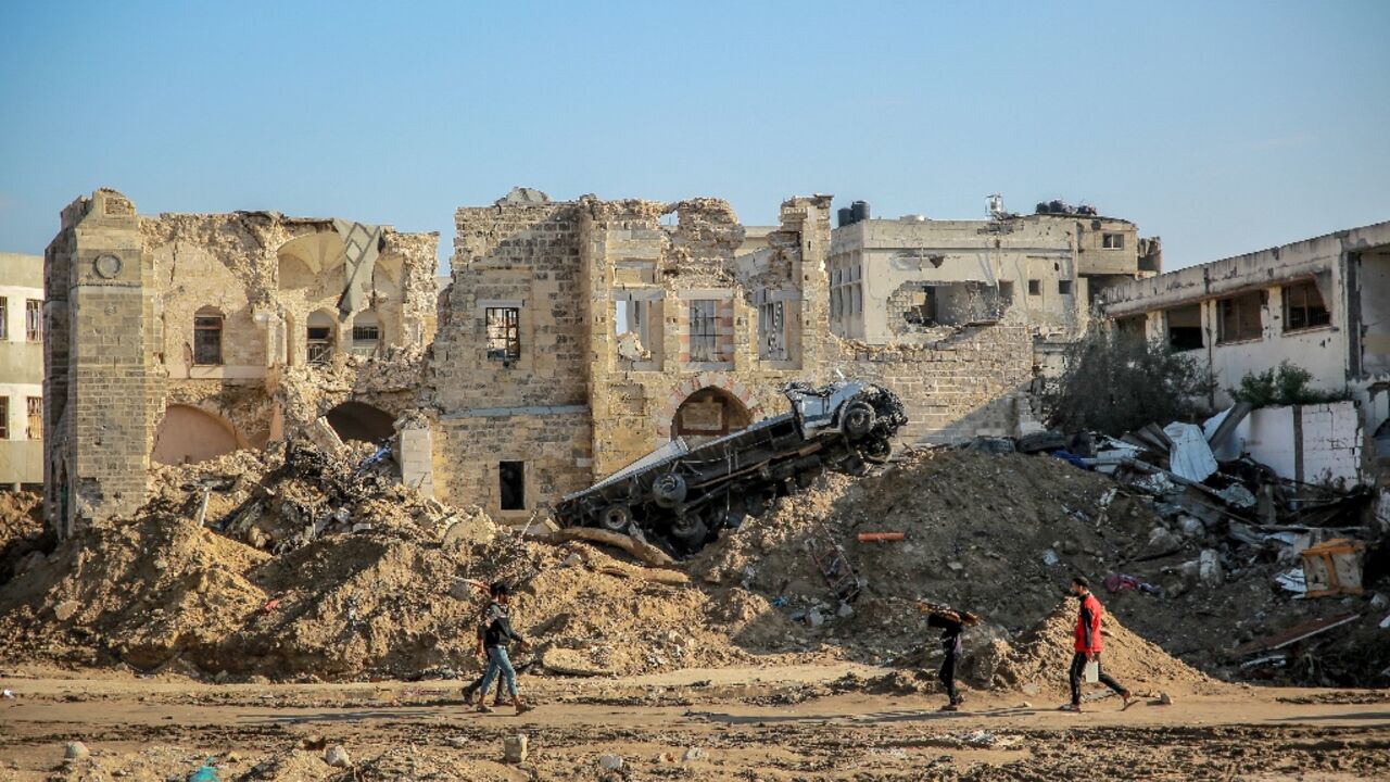 What remains of Gaza's main al-Basha museum in Gaza City What remains of Gaza's main al-Basha museum in Gaza City