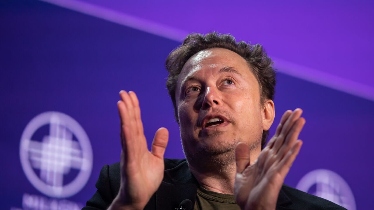 BEVERLY HILLS, CALIFORNIA - MAY 6: Elon Musk, co-founder of Tesla and SpaceX and owner of X Holdings Corp., speaks at the Milken Institute's Global Conference at the Beverly Hilton Hotel,on May 6, 2024 in Beverly Hills, California. The 27th annual global conference explores various topics, from the rise of generative AI to electric vehicle trends and features participants, soccer star David Beckham and actor Ashton Kutcher. (Photo by Apu Gomes/Getty Images)