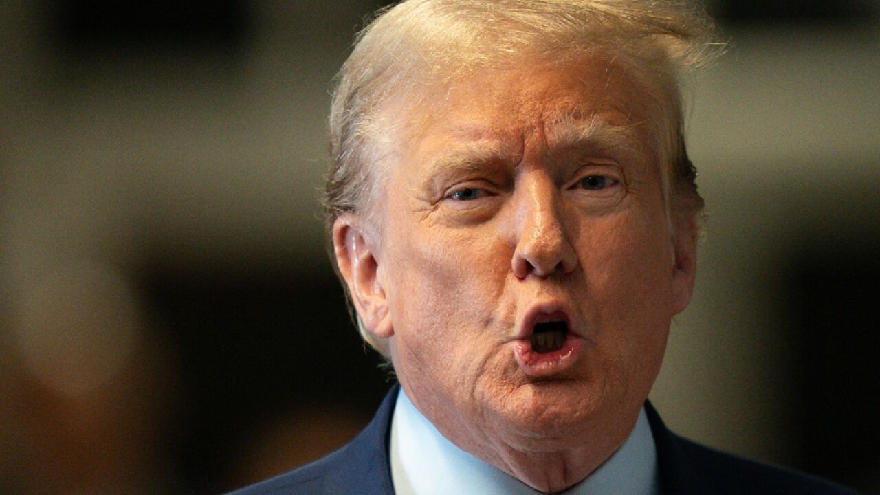 Former US president Donald Trump speaks to the press on May 9, 2024 before his trial for allegedly covering up hush money payments Former US president Donald Trump speaks to the press on May 9, 2024 before his trial for allegedly covering up hush money payments