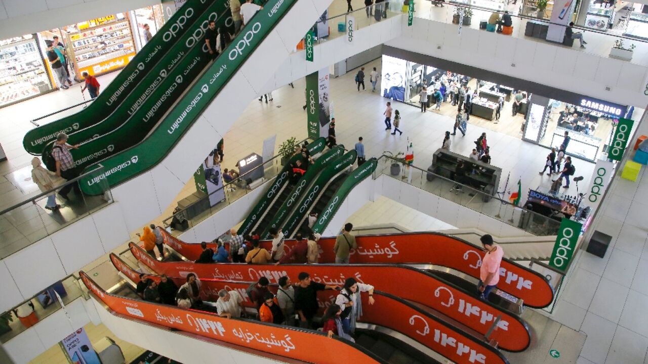 A shopping mall in Tehran: there are plenty of phone shops in Iran, but Apple does not have an official presence in the country