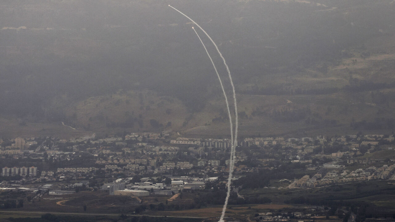 TOPSHOT - A picture shows a Israel's Iron Dome missile defence system launching to intercept rockets being fired from Lebanon, next to the northern Israel city of Kiryat Shmona, near the near the Lebanon border on May 10, 2024, amid ongoing cross-border clashes between Israeli troops and Hezbollah fighters. (Photo by Jalaa MAREY / AFP) (Photo by JALAA MAREY/AFP via Getty Images)