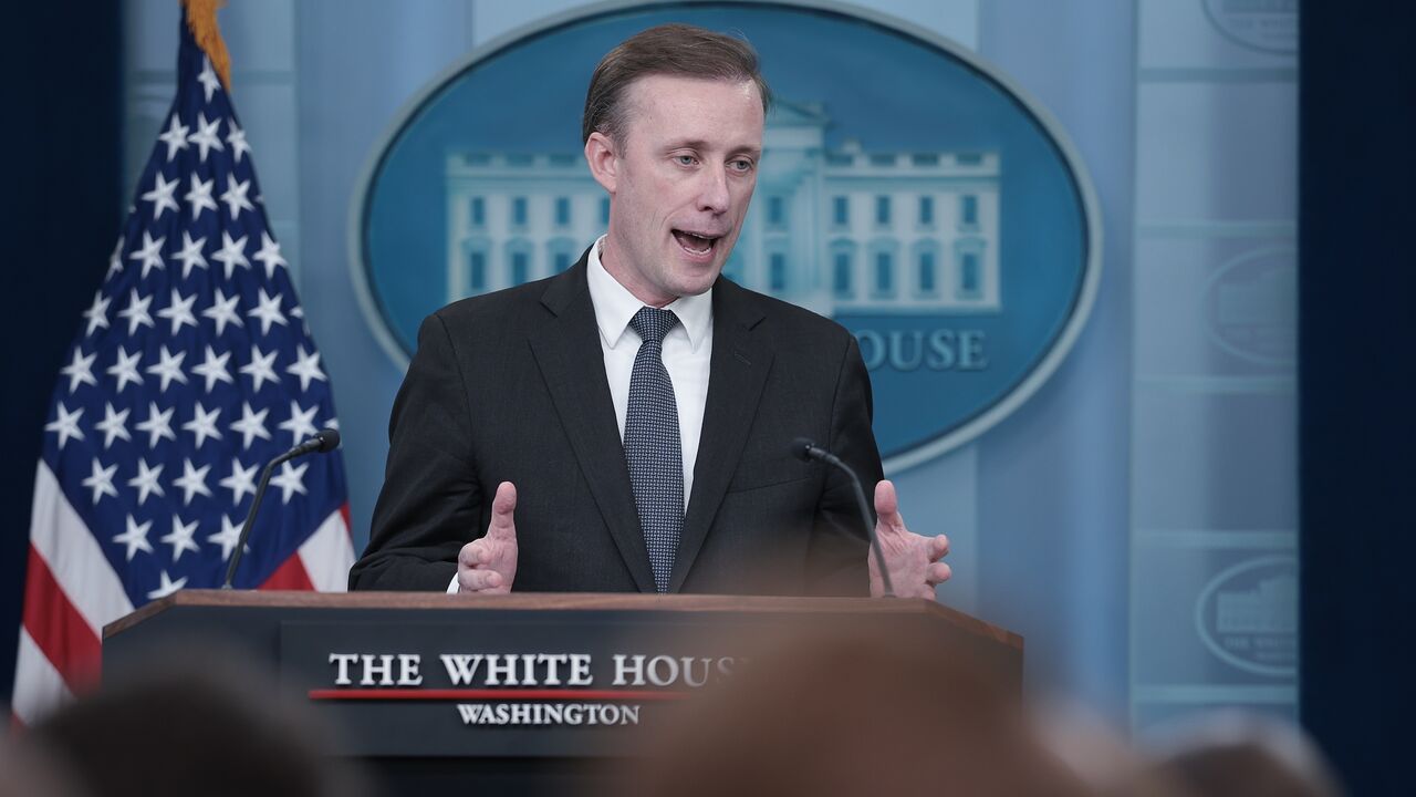  US national security adviser Jake Sullivan answers questions during the daily press briefing at the White House on May 13, 2024, in Washington, DC.