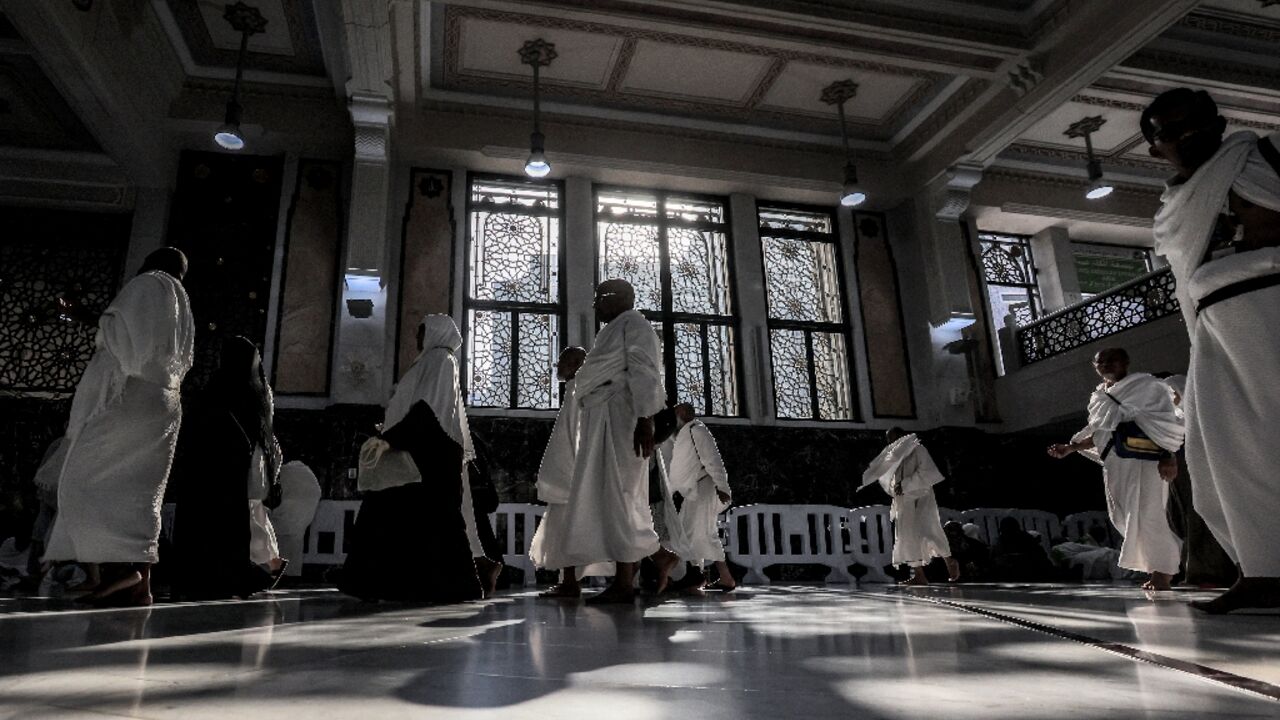 Pilgrims at the Grand Mosque in Mecca on June 4, ahead of the hajj