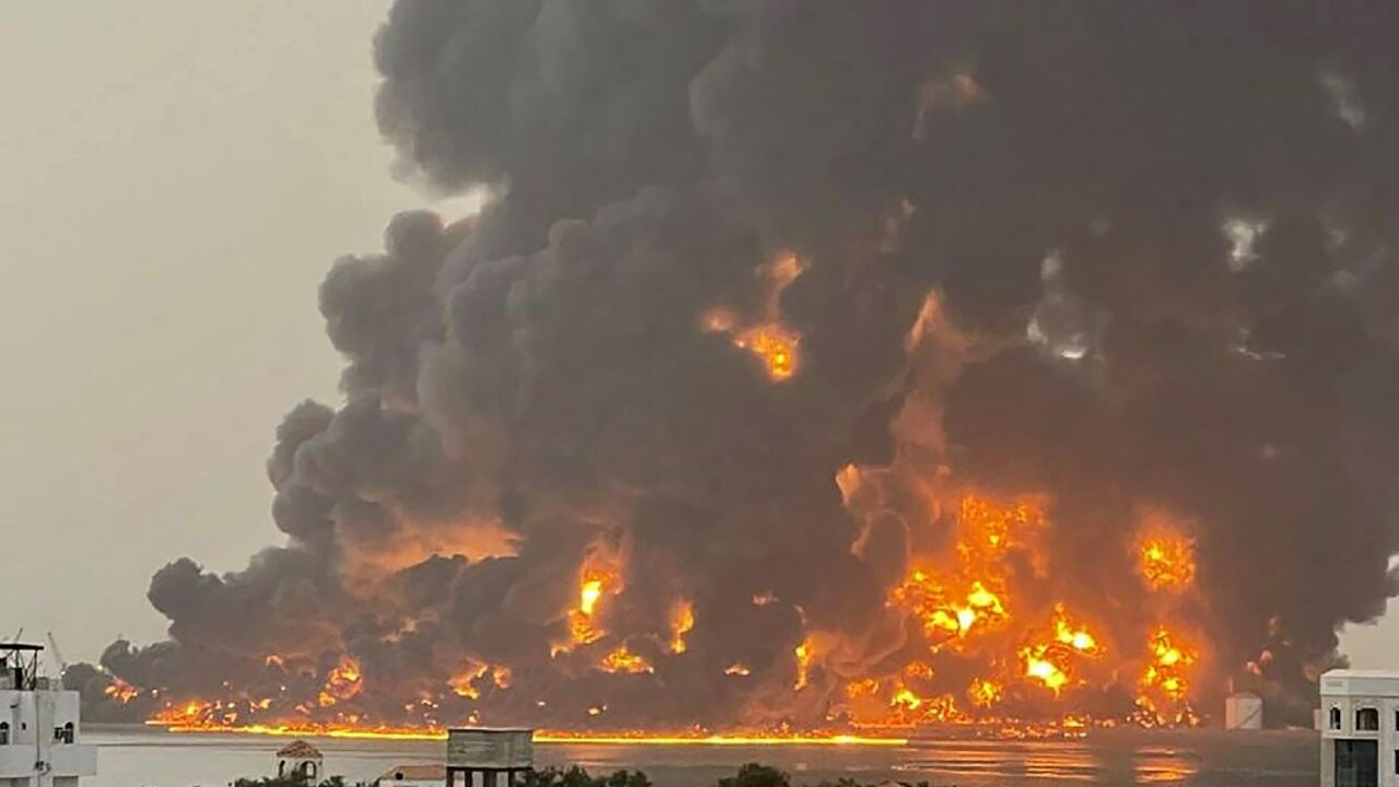 A picture released by the Huthis shows flames and smoke rising over the rebel-held Yemeni port of Hodeida after an Israeli strike A picture released by the Huthis shows flames and smoke rising over the rebel-held Yemeni port of Hodeida after an Israeli strike