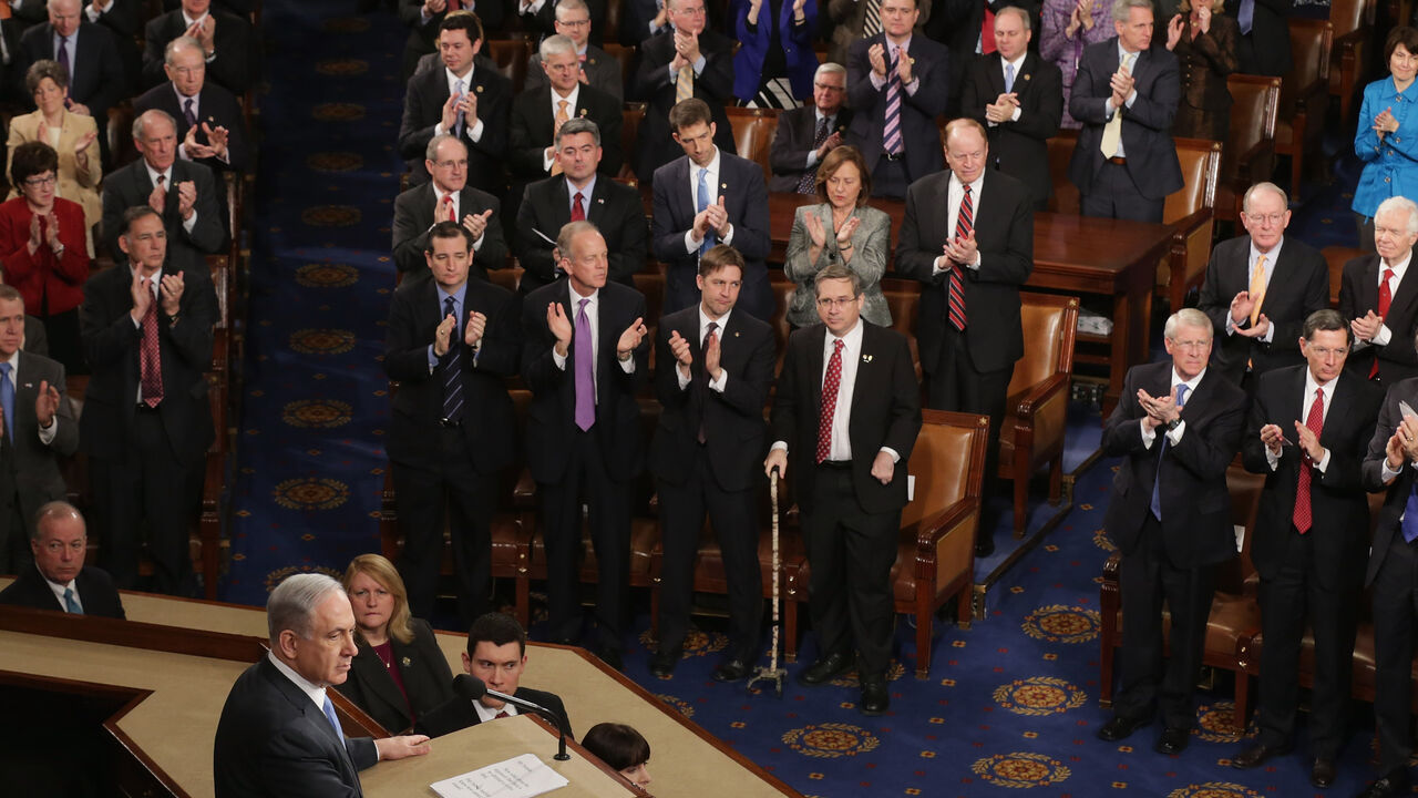 WASHINGTON, DC - MARCH 03: Israeli Prime Minister Benjamin Netanyahu speaks about Iran during a joint meeting of the United States Congress in the House chamber at the U.S. Capitol March 3, 2015 in Washington, DC. At the risk of further straining the relationship between Israel and the Obama Administration, Netanyahu warned members of Congress against what he considers an ill-advised nuclear deal with Iran. (Photo by Chip Somodevilla/Getty Images)