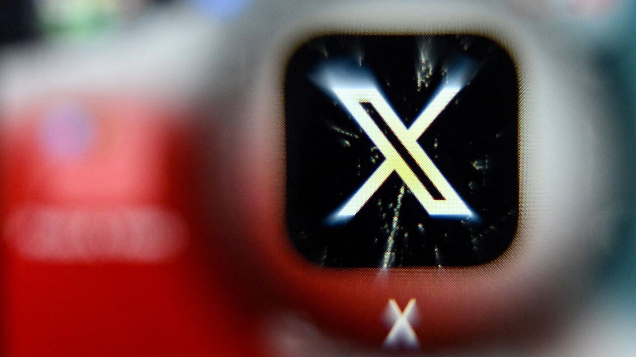 A photo taken on Nov. 17, 2023, shows the logo of US online social media and social networking service X.