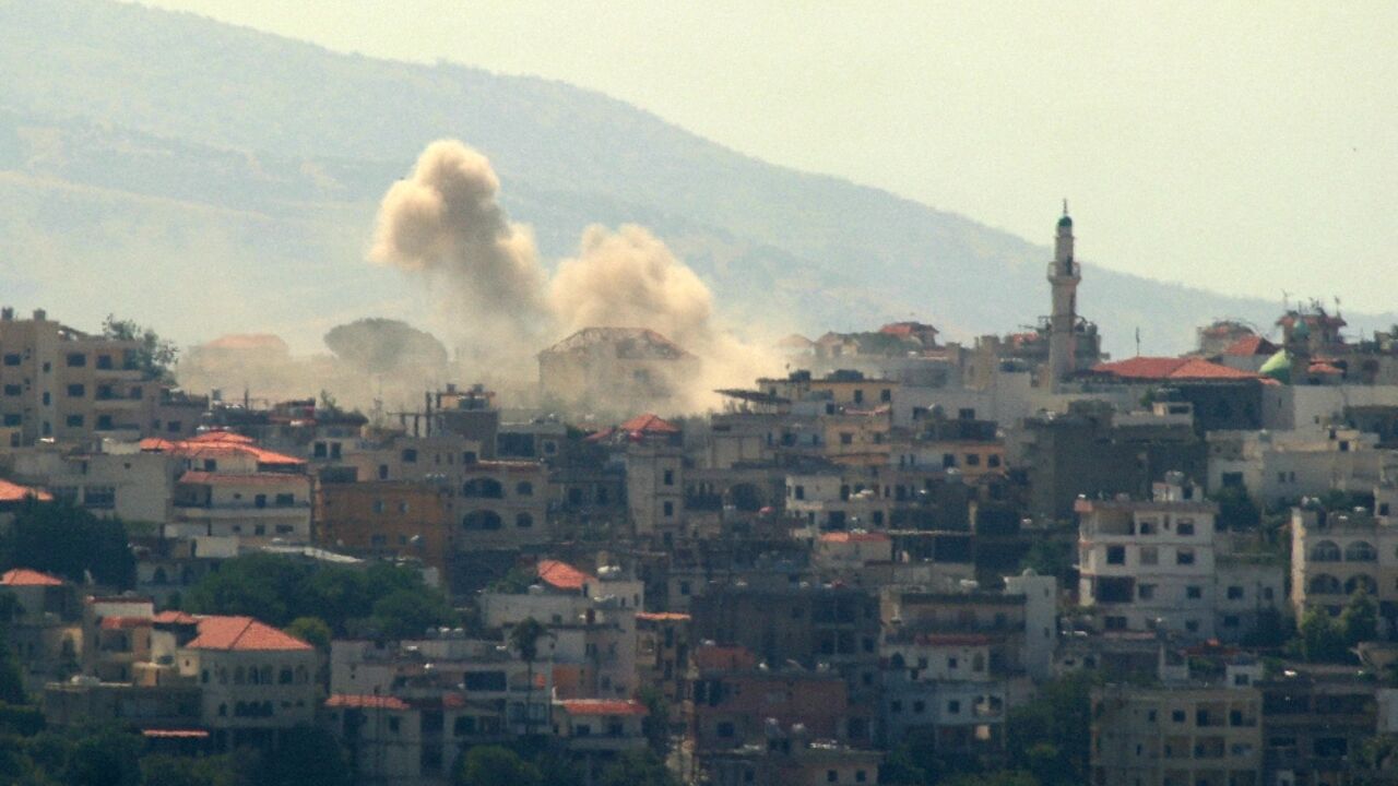 Smoke billows during an Israeli strike on southern Lebanon