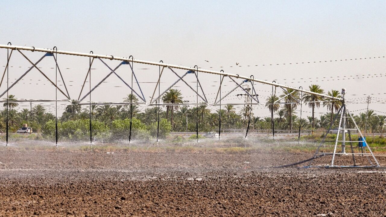 Experts say new methods using sprinklers and drip irrigation use 70 percent less water than the traditional flooding practice of Iraqi rice growers