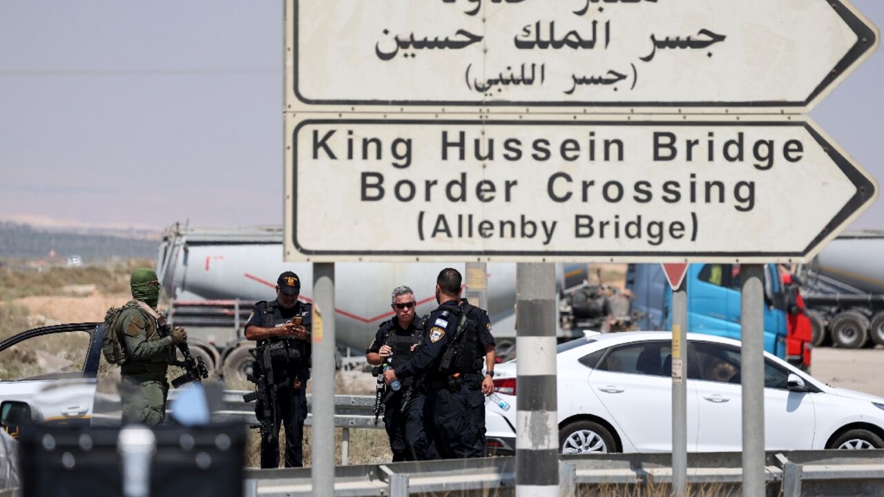 Israeli security forces at the scene of the shooting near the Allenby Bridge Crossing Israeli security forces at the scene of the shooting near the Allenby Bridge Crossing
