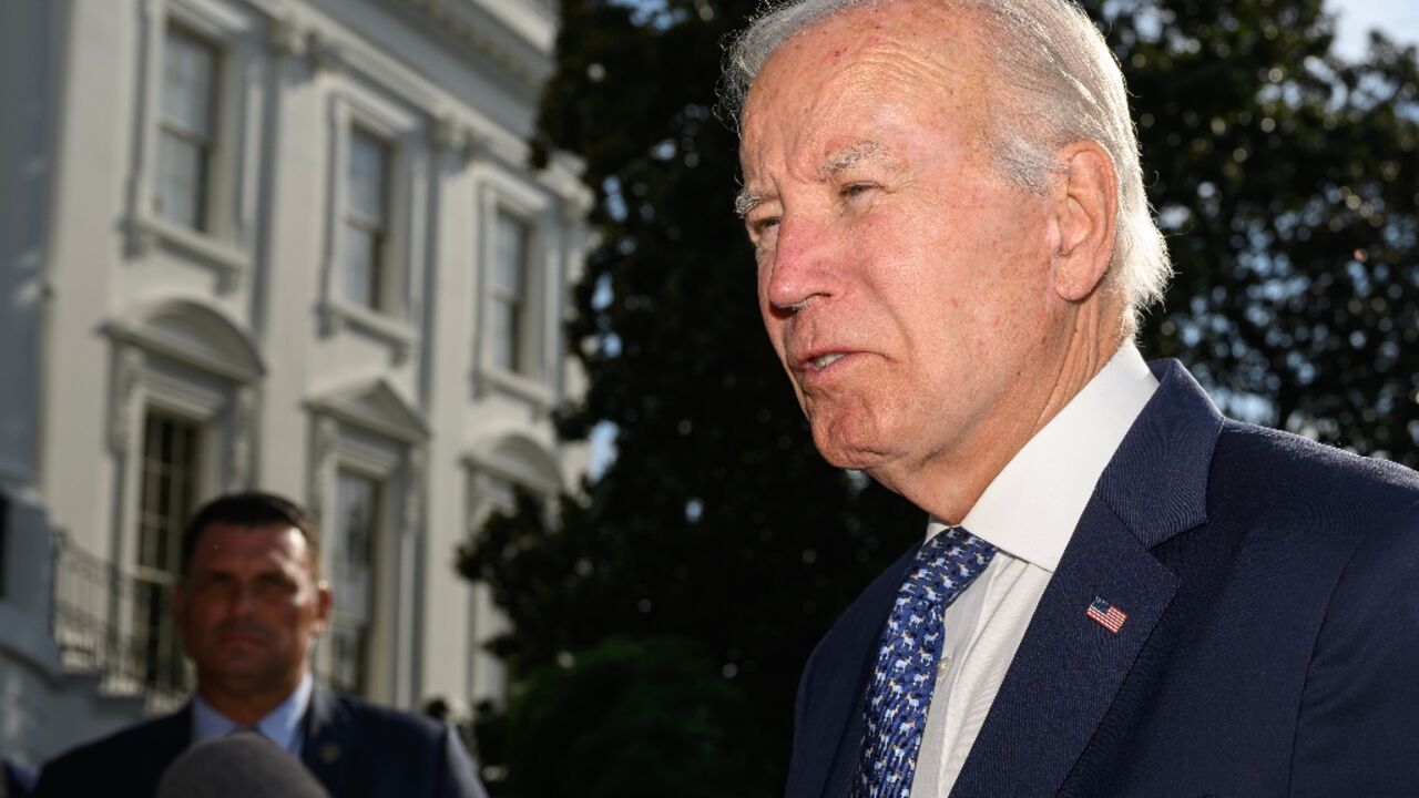 US President Joe Biden speaks with reporters after returning to the White House on September 2, 2024