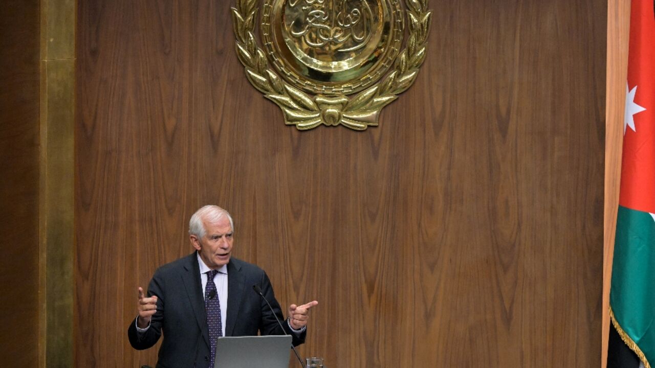 EU foreign policy chief Josep Borrell addresses an Arab League meeting in Cairo EU foreign policy chief Josep Borrell addresses an Arab League meeting in Cairo