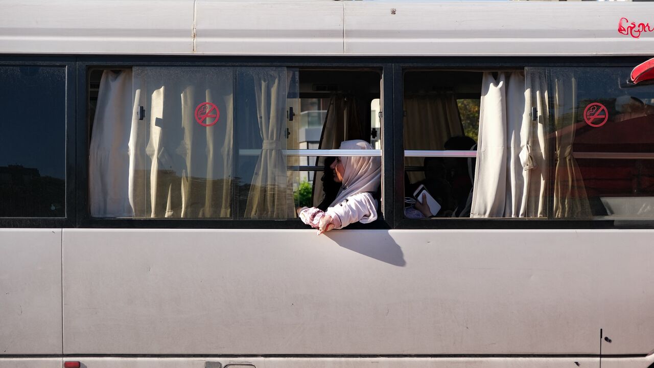 Refugees from southern Lebanon and Beirut are transported to shelters in Beirut, Lebanon, on Sept. 25, 2024. 