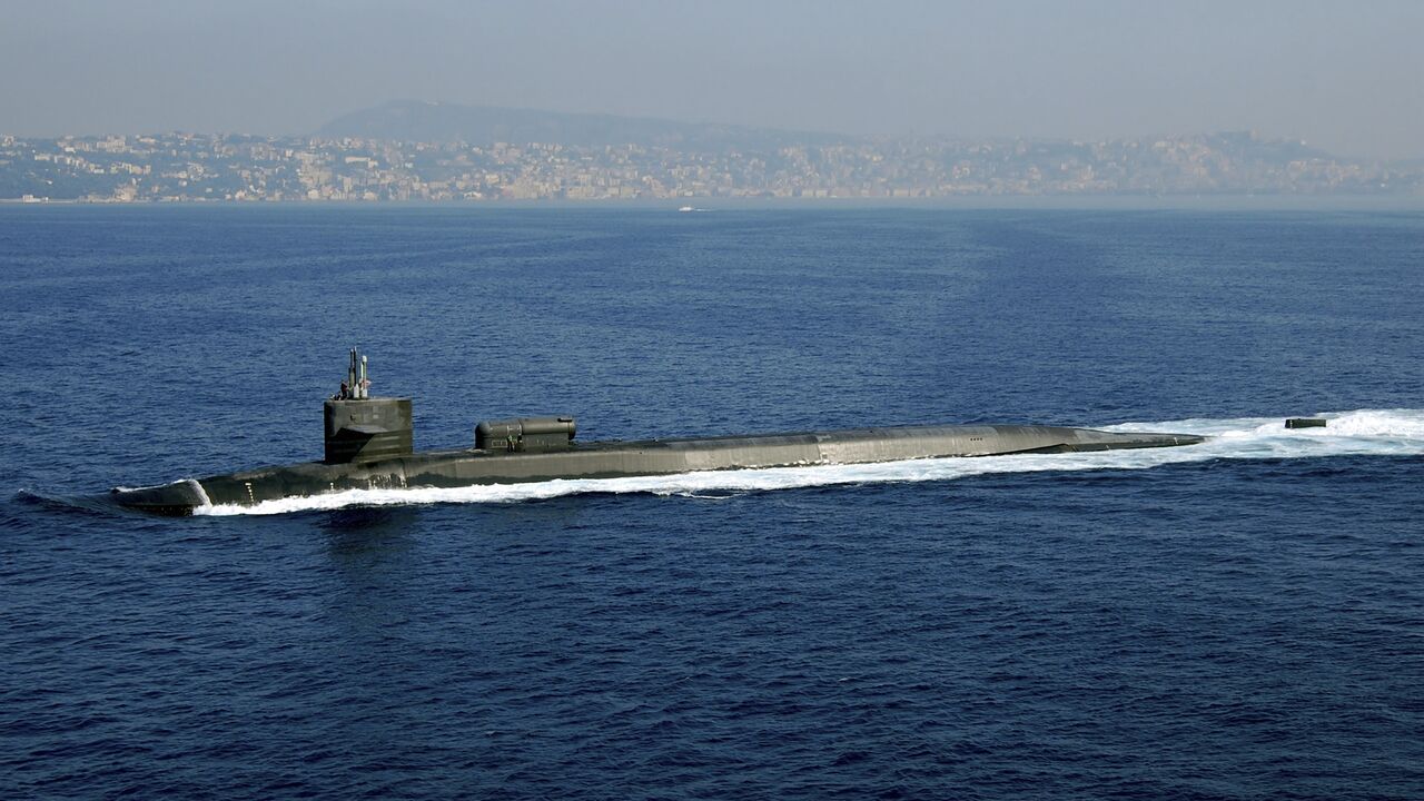 The Ohio-class guided-missile submarine USS Georgia (SSGN 729) is underway after a port visit to Naples, Italy.
