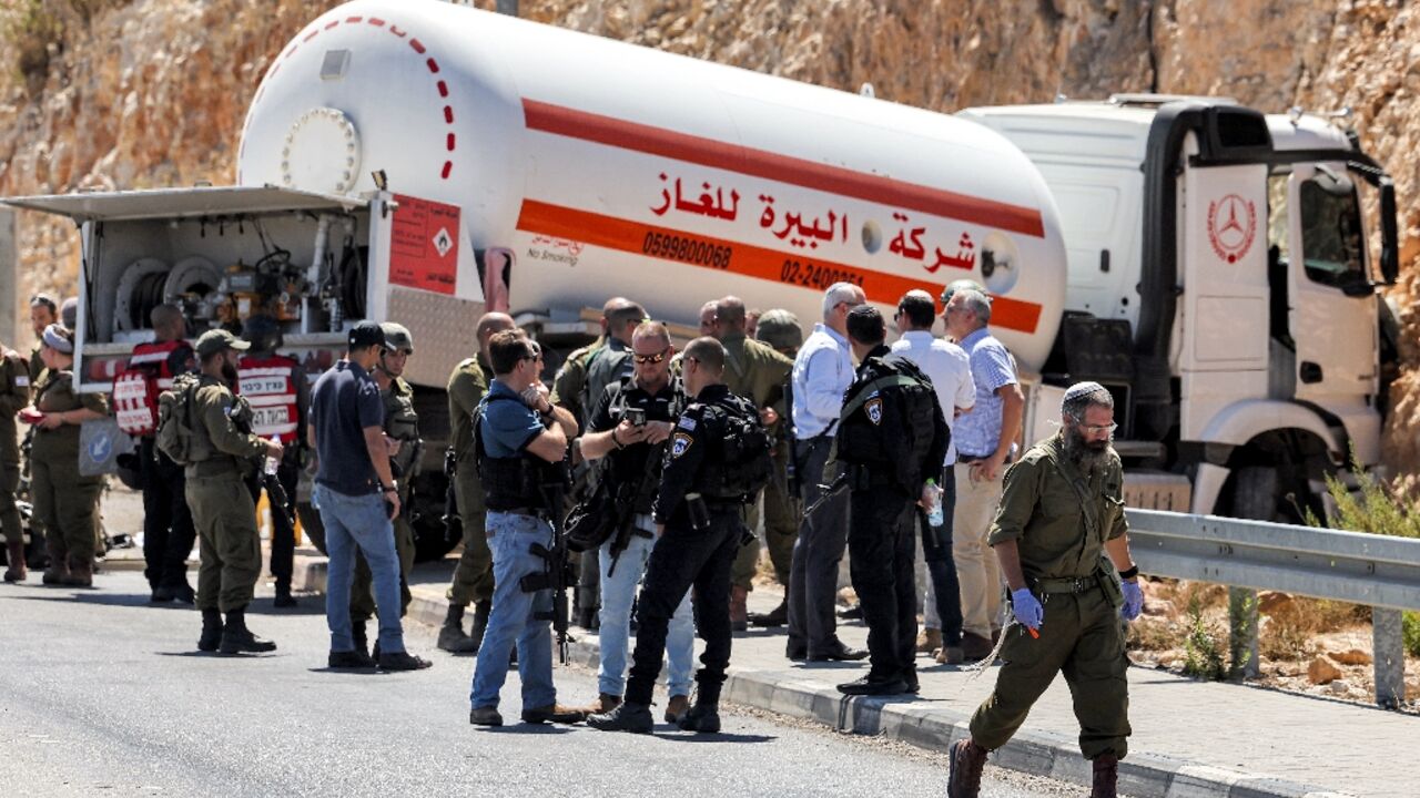 Israeli forces at the scene of a suspected ramming attack near Ramallah in the occupied West Bank Israeli forces at the scene of a suspected ramming attack near Ramallah in the occupied West Bank