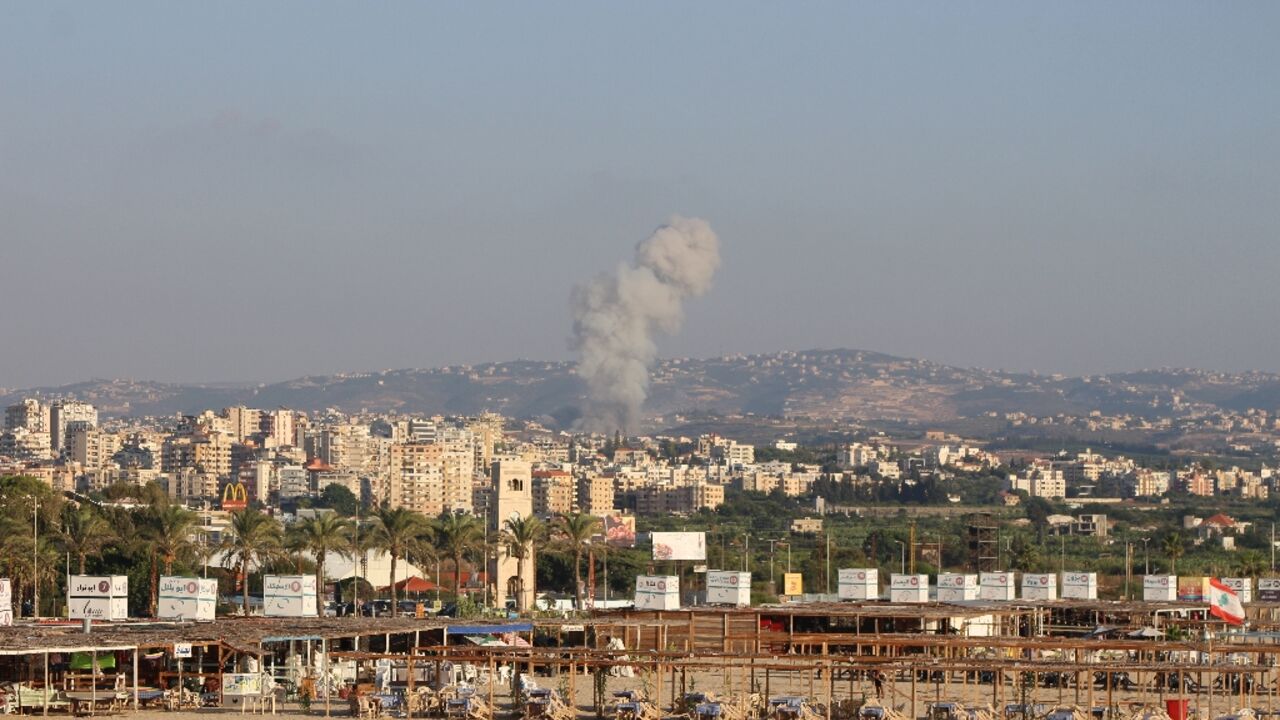 Smoke billows after an Israeli airstrike that targeted the southern Lebanese village of Abbasiyeh on September 24, 2024 Smoke billows after an Israeli airstrike that targeted the southern Lebanese village of Abbasiyeh on September 24, 2024