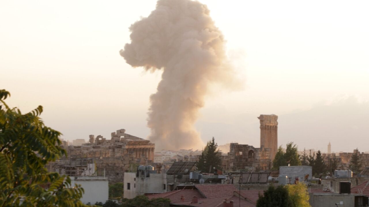 Smoke billows from the site of an Israeli airstrike on the Lebanese city of Baalbeck in the Bekaa Valley Smoke billows from the site of an Israeli airstrike on the Lebanese city of Baalbeck in the Bekaa Valley