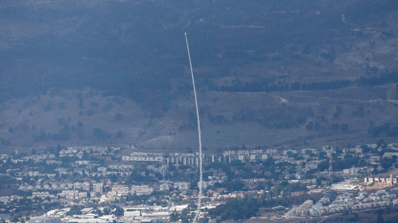 A rocket from Israel's Iron Dome air defence system is fired to intercept rockets fired from Lebanon on September 22