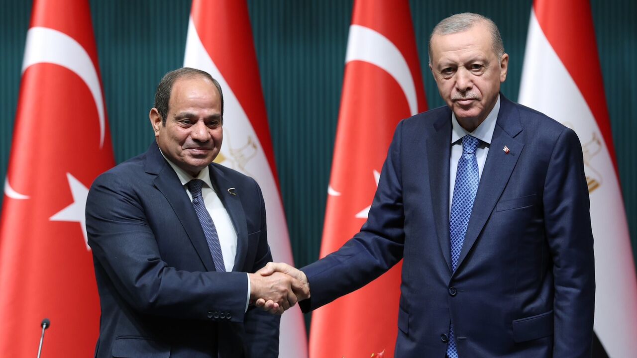 Turkey’s President Recep Tayyip Erdogan on Wednesday hosts Abdel Fattah al-Sisi during the Egyptian leader's first-ever Turkey visit, in Ankara, on Sept. 4, 2024.