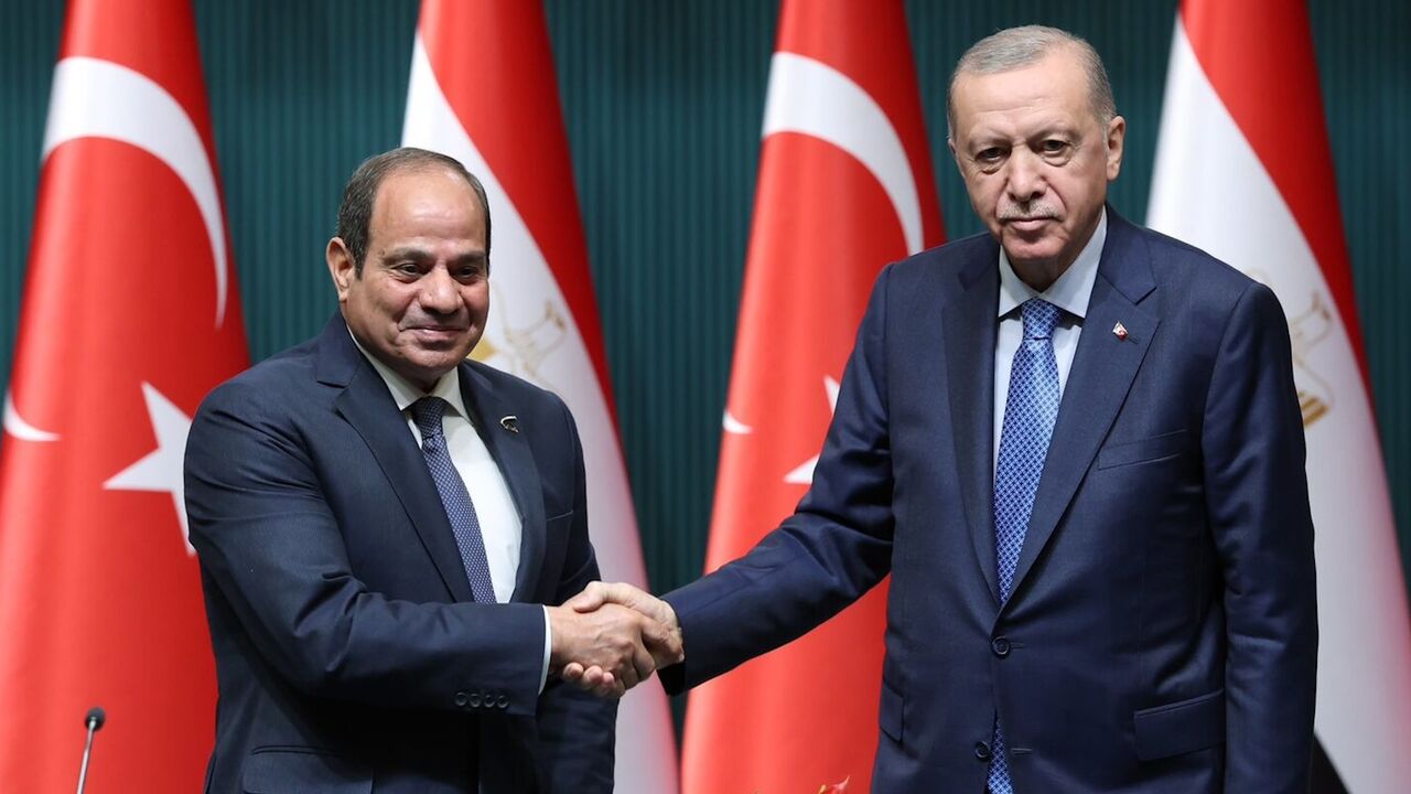 Turkey’s President Recep Tayyip Erdogan on Wednesday hosts Abdel Fattah al-Sisi during the Egyptian leader's first-ever Turkey visit, in Ankara, on Sept. 4, 2024.