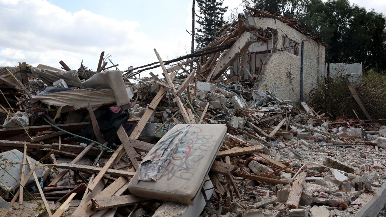 A destroyed building in Hod HaSharon following the Iranian missile attack on Israel