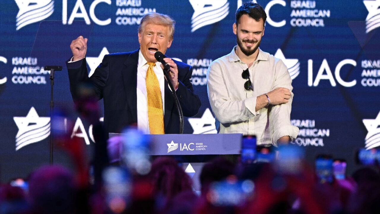 Andrei Kozlov, a former Hamas-held hostage in Gaza, attends an event in Washington with US presidential candidate Donald Trump