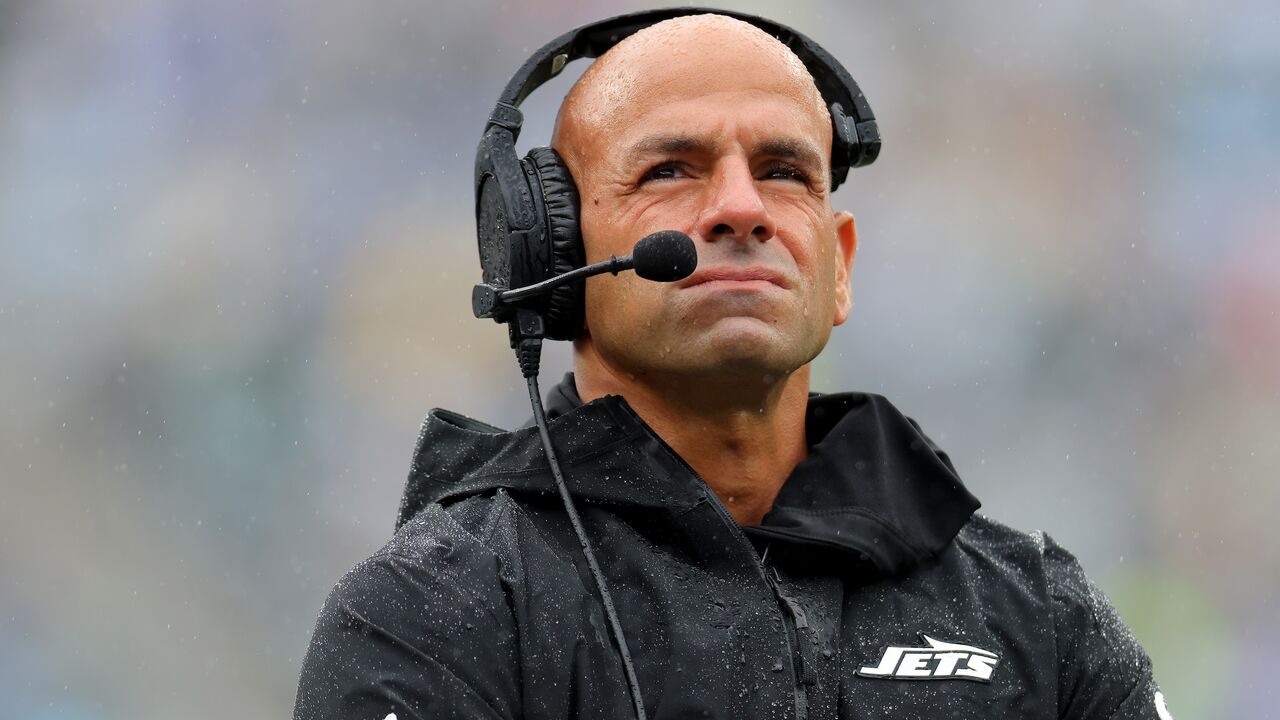 Head coach Robert Saleh of the New York Jets looks on against the Denver Broncos during the first half at MetLife Stadium on Sept. 29, 2024, in East Rutherford, New Jersey. 