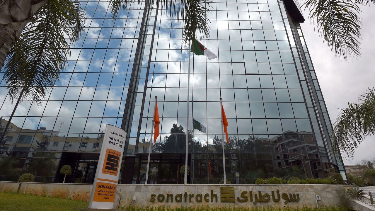 A picture taken on February 8, 2015, shows the headquarters of Algeria's state-owned energy giant Sonatrach in the capital Algiers. 