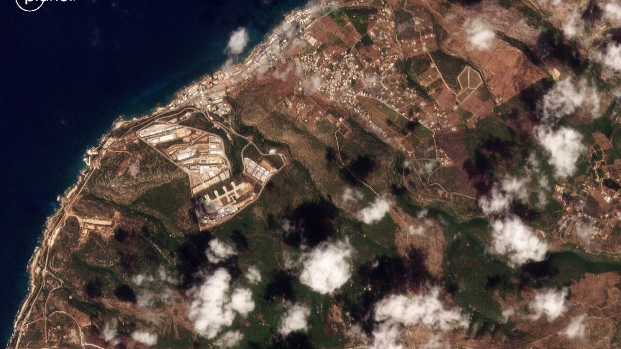 UNIFIL says its headquarters in Naqura (top left) and other positions have come under repeated fire UNIFIL says its headquarters in Naqura (top left) and other positions have come under repeated fire