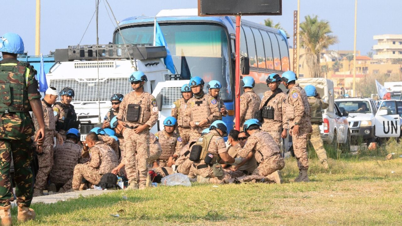 An AFP correspondent saw UNIFIL peacekeepers gathered on the sidewalk near the checkpoint, some of them bloodied and wounded after the Israeli air raid