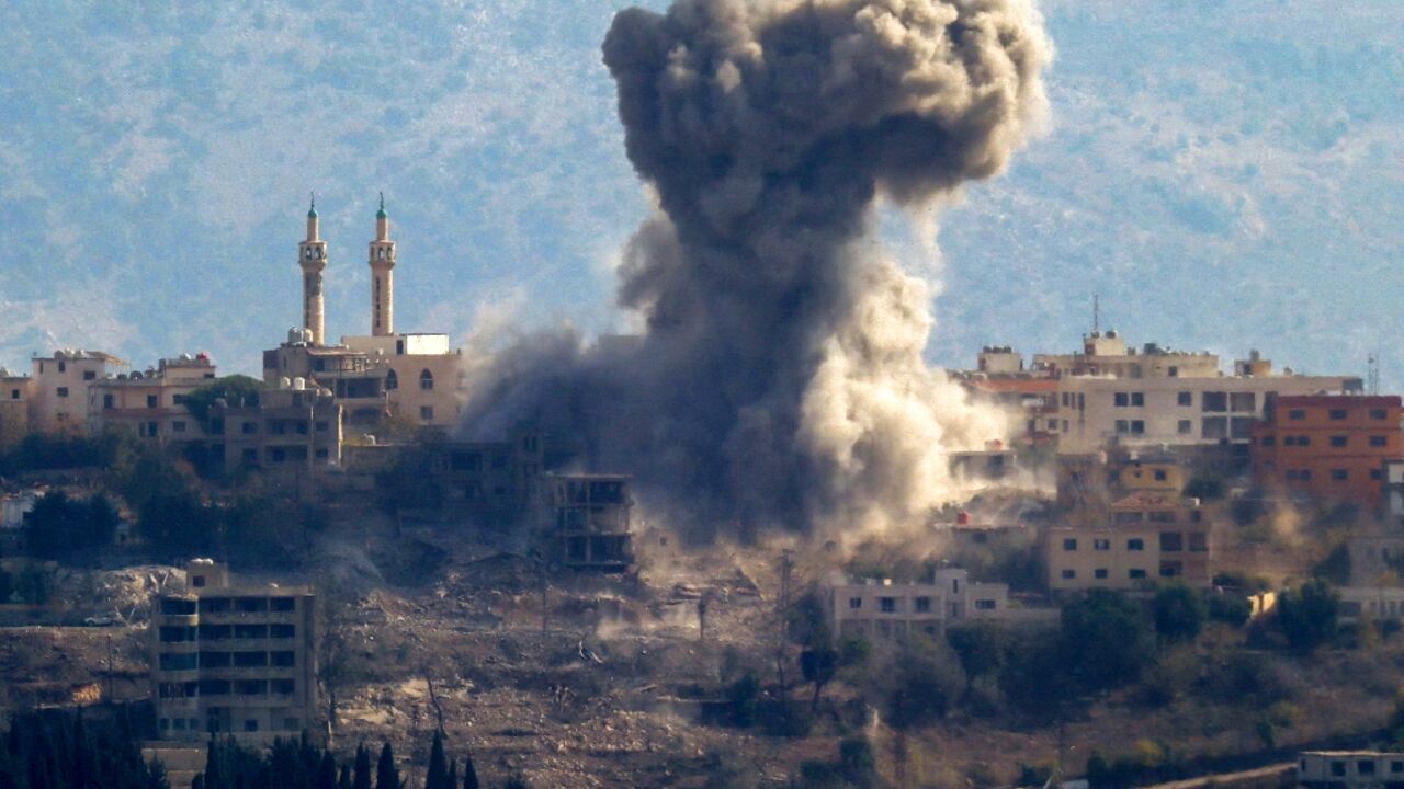 An Israeli air strike on the southern Lebanese village of Khiam An Israeli air strike on the southern Lebanese village of Khiam