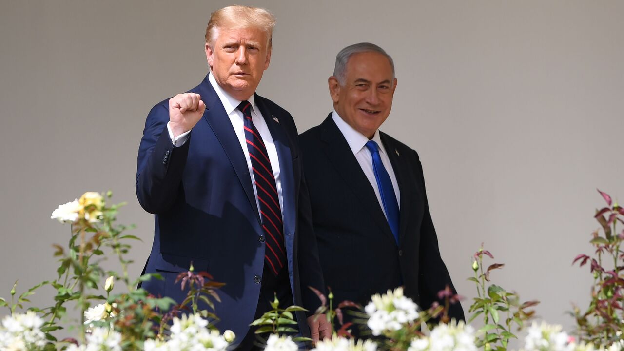 US President Donald Trump with Israeli Prime Minister Benjamin Netanyahu(R) at the White House, Washington, DC, Sept. 15, 2020. 