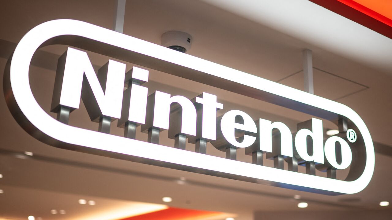 A Nintendo logo is pictured at its store in Shibuya district of Tokyo on May 2, 2024.