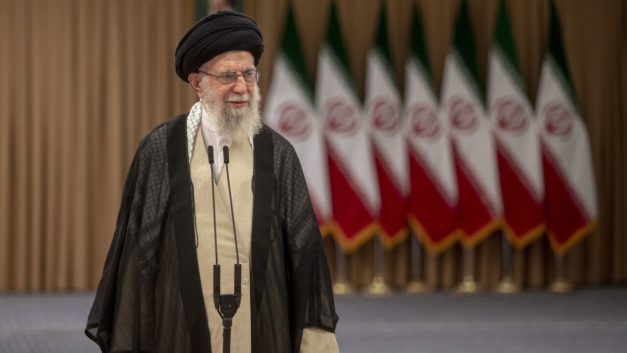 Iranian Supreme Leader Ayatollah Ali Khamenei speaks after casting his vote for the presidential runoff election on July 5, 2024, in Tehran, Iran.