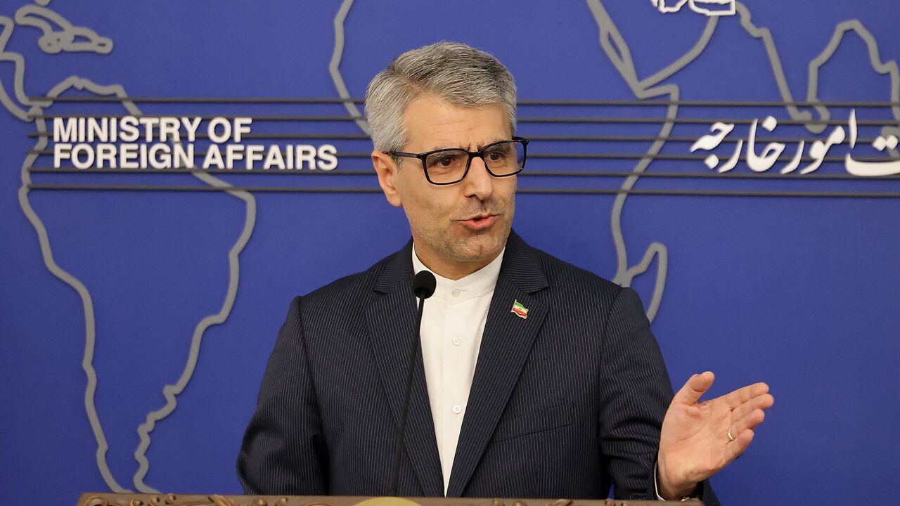 Iran's Foreign Ministry spokesman Esmaeil Baghaei holds a weekly press conference in Tehran on Oct. 28, 2024.