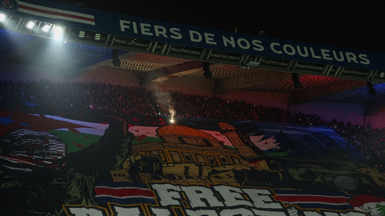 The 'Free Palestine' banner at Paris Saint-Germain